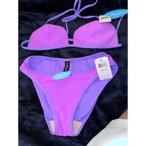 NWT MYSTIQUE LAVENDER BIKINI SMALL BOTTOM 32C TOP